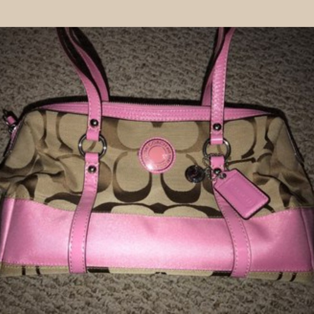 Brown and pink Coach bag